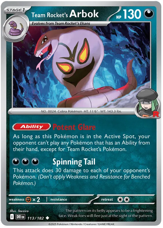 Team Rocket's Arbok 113/182