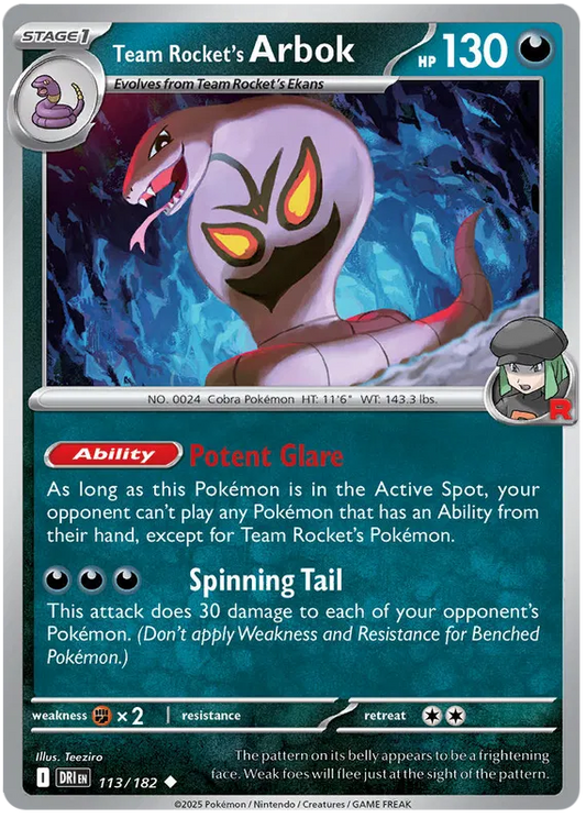 Team Rocket's Arbok 113/182