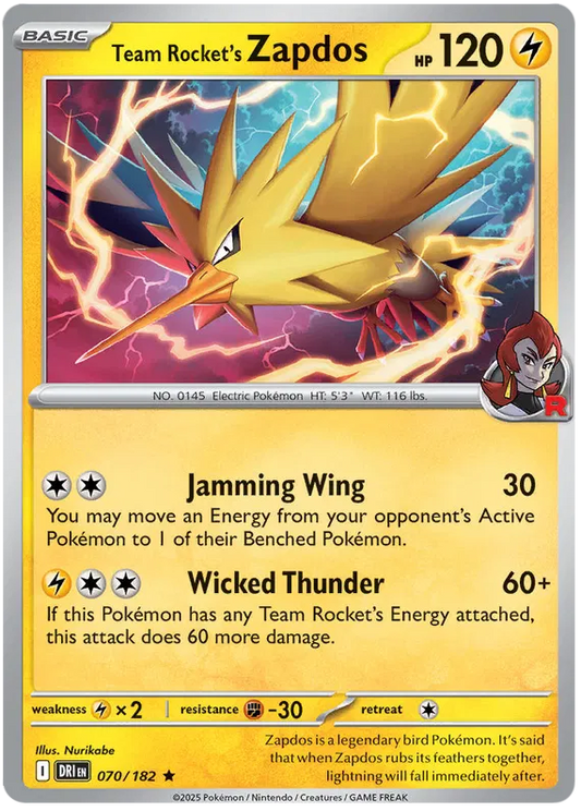 Team Rocket's Zapdos 070/182